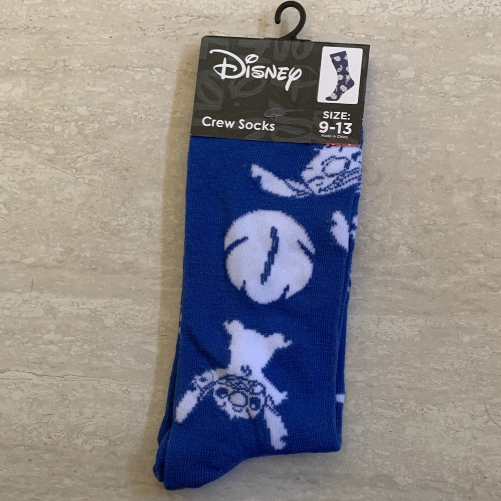 Disney Blue and White Crew Socks for Men - Picture 1 of 1